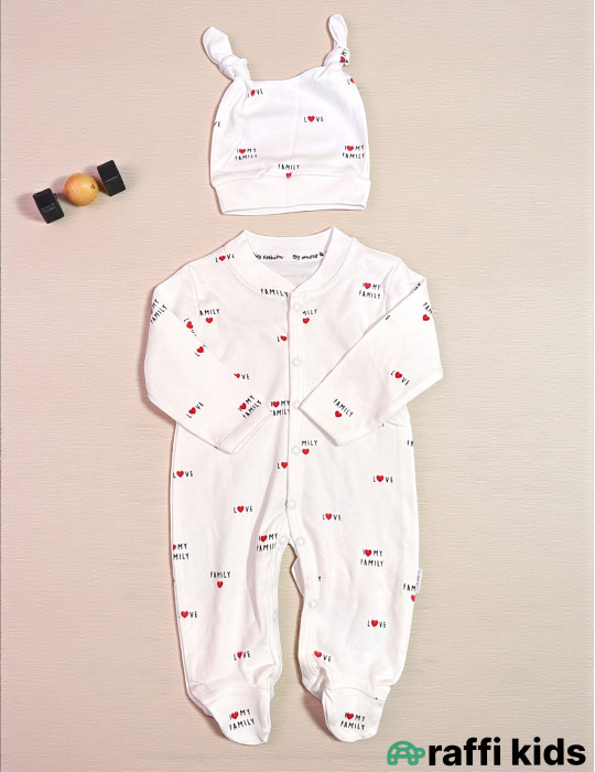 I love family Türkiyə istehsalı 100% pampıq papaqlı tulum | Raffi Kids