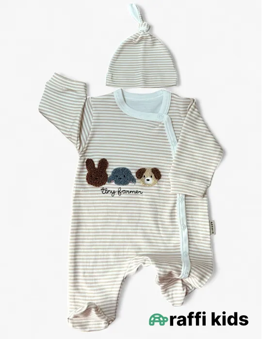 Balaca dostlar ayaqı bağlı tulum Türkiyə istehsalı pambıq uşaq geyimi|Raffikids