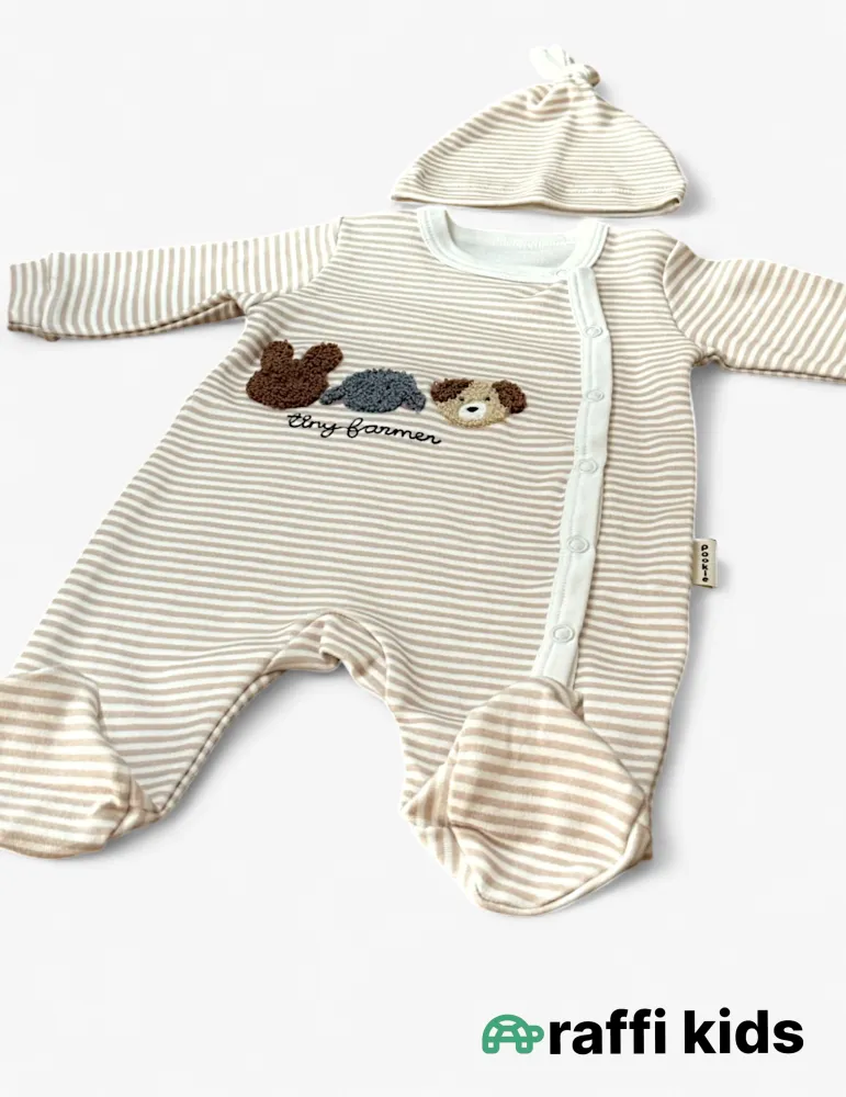 Balaca dostlar ayaqı bağlı tulum Türkiyə istehsalı pambıq uşaq geyimi|Raffikids