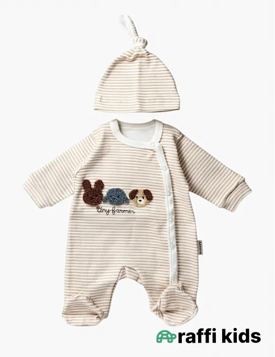 Balaca dostlar ayaqı bağlı tulum Türkiyə istehsalı pambıq uşaq geyimi|Raffikids