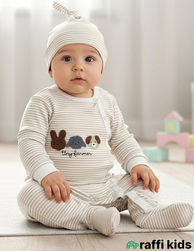 Balaca dostlar ayaqı bağlı tulum Türkiyə istehsalı pambıq uşaq geyimi|Raffikids