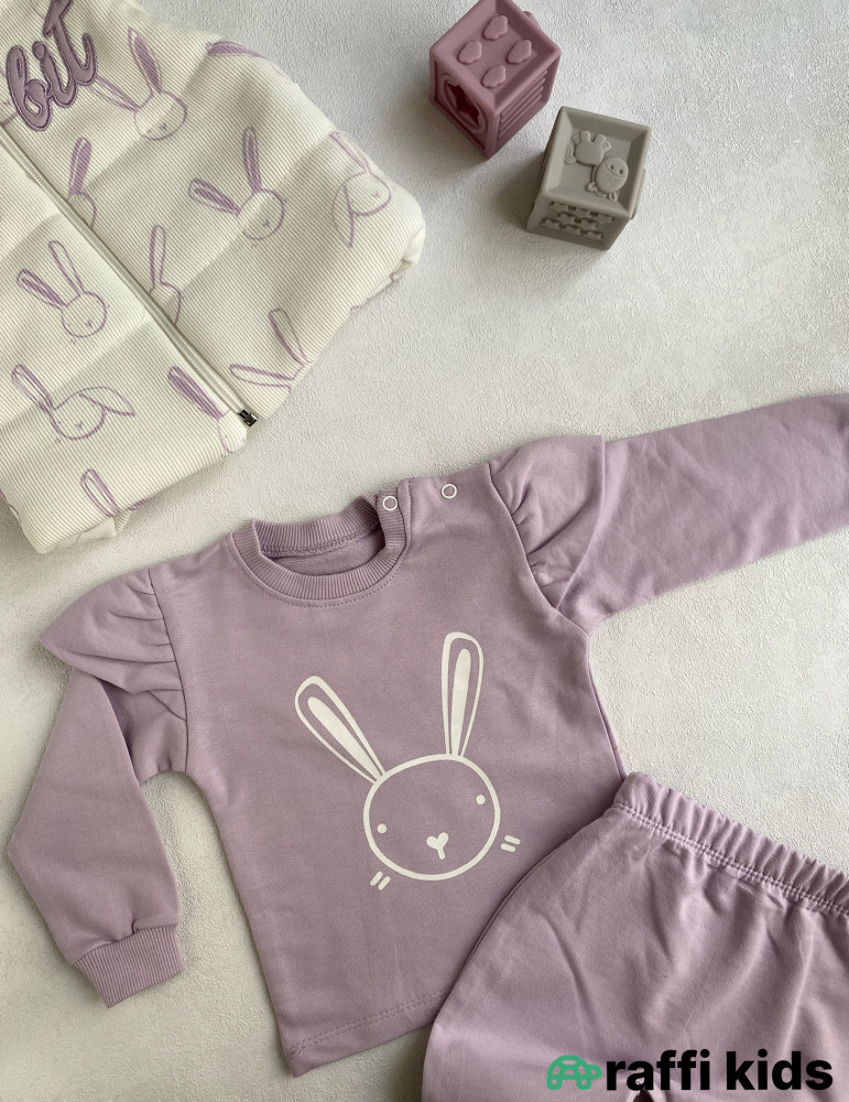 Rabbit 3-lü dəst-Türkiyə istehsalı pambıq uşaq geyimi|Raffi Kids