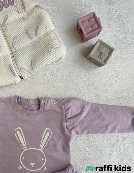 Rabbit 3-lü dəst-Türkiyə istehsalı pambıq uşaq geyimi|Raffi Kids