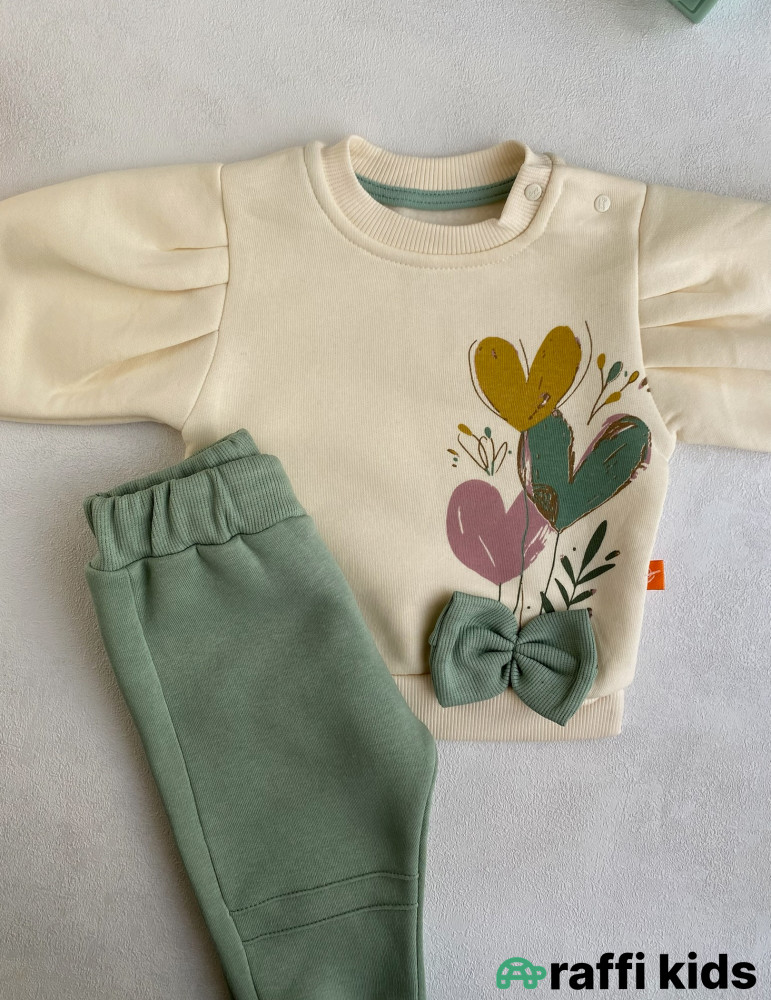 Səmada üç ürək 2-li dəst-Türkiyə istehsalı pambıq uşaq geyimi|Raffi Kids