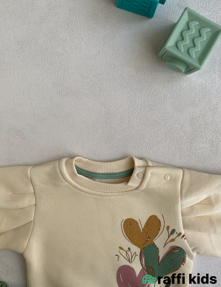 Səmada üç ürək 2-li dəst-Türkiyə istehsalı pambıq uşaq geyimi|Raffi Kids