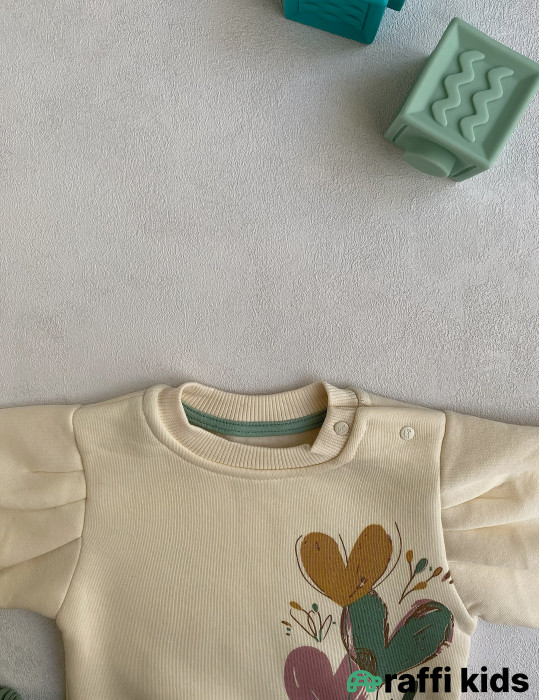 Səmada üç ürək 2-li dəst-Türkiyə istehsalı pambıq uşaq geyimi|Raffi Kids