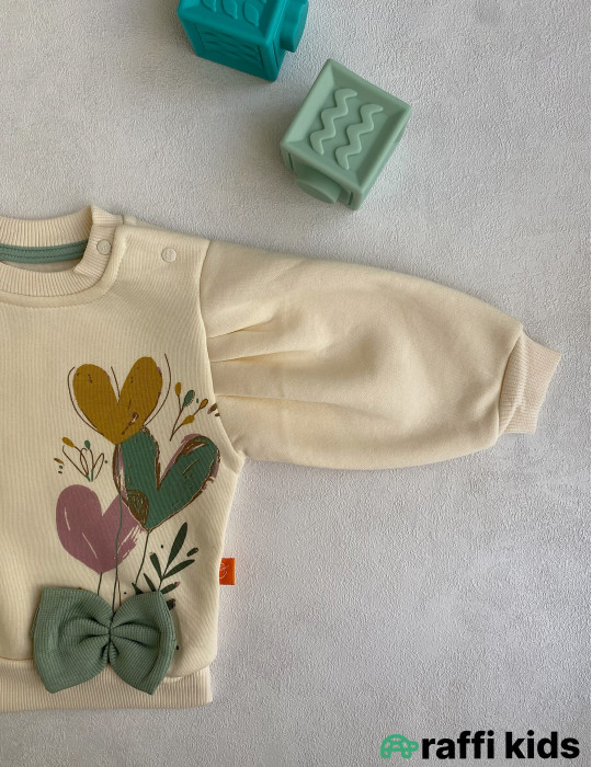 Səmada üç ürək 2-li dəst-Türkiyə istehsalı pambıq uşaq geyimi|Raffi Kids