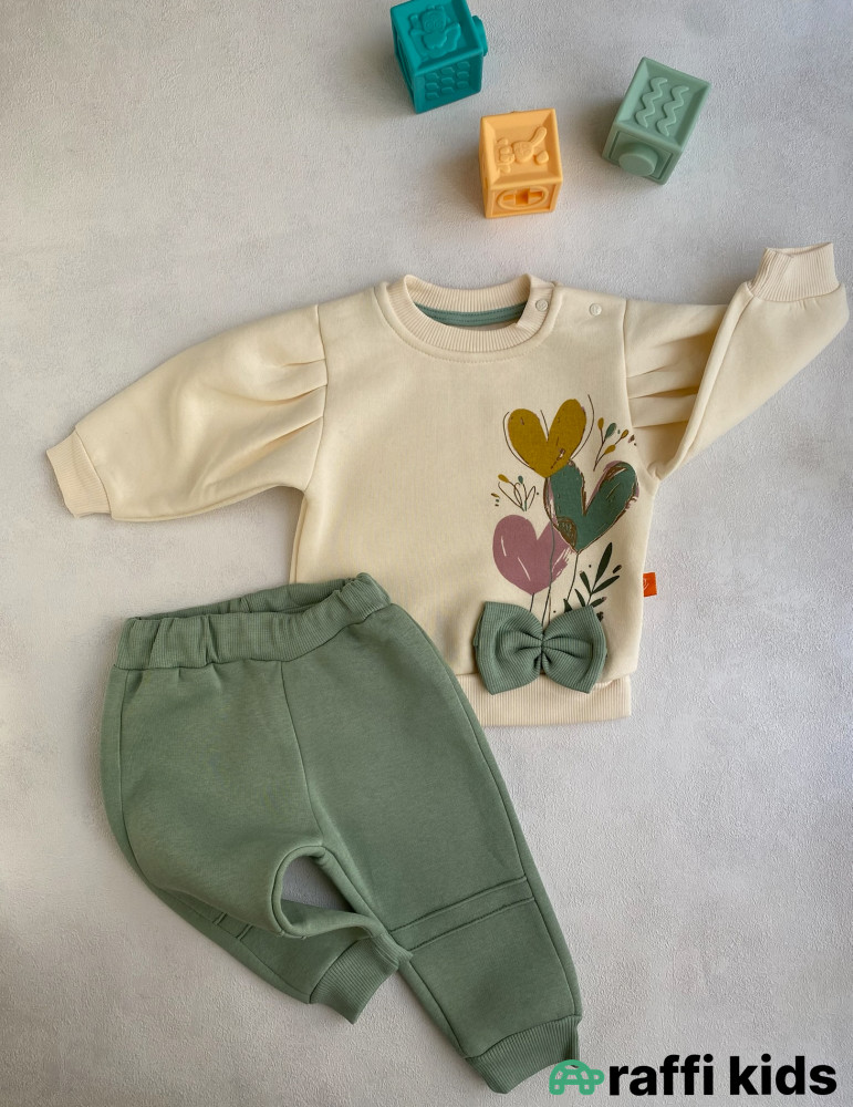 Səmada üç ürək 2-li dəst-Türkiyə istehsalı pambıq uşaq geyimi|Raffi Kids