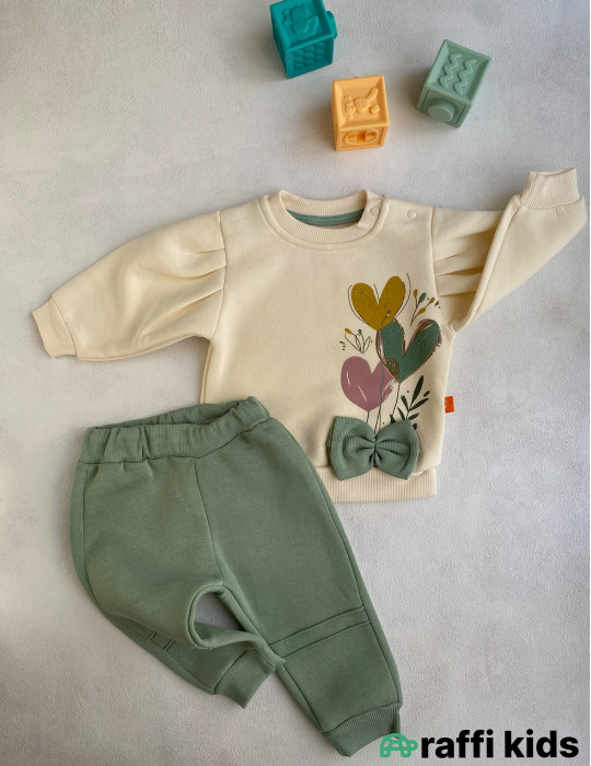 Səmada üç ürək 2-li dəst-Türkiyə istehsalı pambıq uşaq geyimi|Raffi Kids