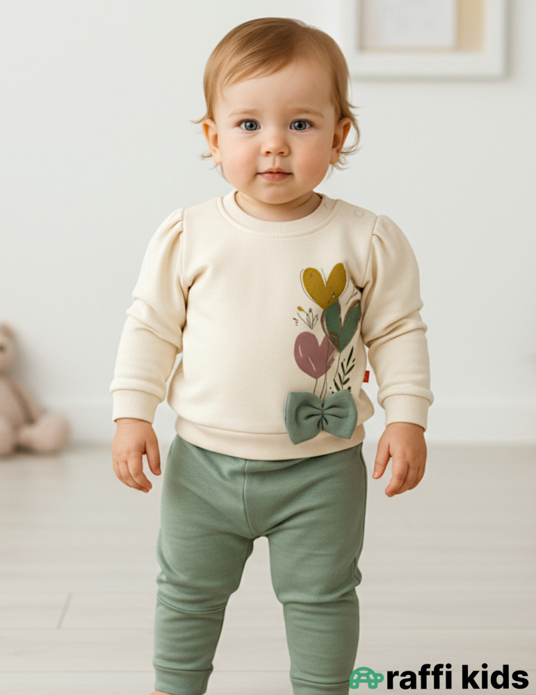 Səmada üç ürək 2-li dəst-Türkiyə istehsalı pambıq uşaq geyimi|Raffi Kids