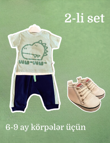 2-li  set wu-wu dəst, converse (6-9 ay körpələr üçün)