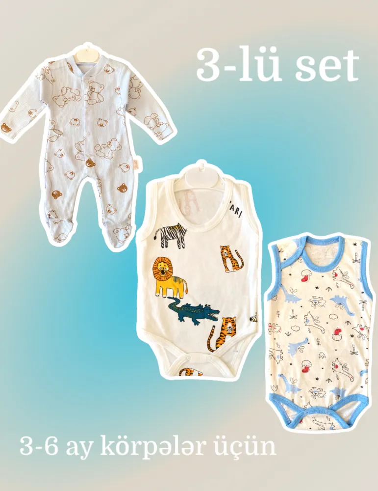 0-18 aylıq uşaqlar üçün yay sezon qisaqol sortik dəsti | sun and surf