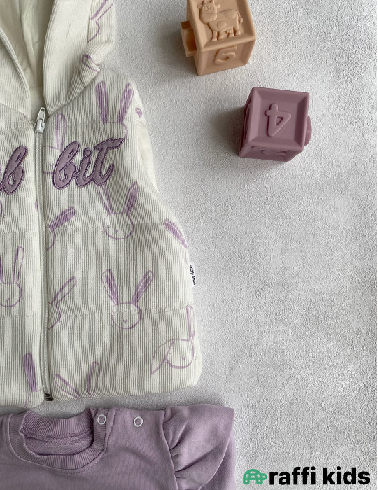 Rabbit 3-lü dəst-Türkiyə istehsalı pambıq uşaq geyimi|Raffi Kids