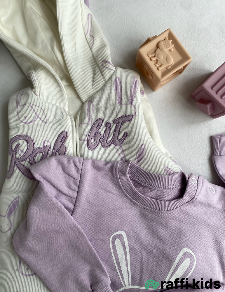 Rabbit 3-lü dəst-Türkiyə istehsalı pambıq uşaq geyimi|Raffi Kids