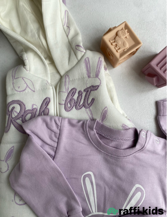 Rabbit 3-lü dəst-Türkiyə istehsalı pambıq uşaq geyimi|Raffi Kids
