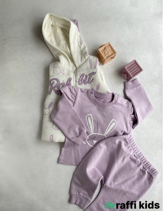 Rabbit 3-lü dəst-Türkiyə istehsalı pambıq uşaq geyimi|Raffi Kids