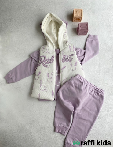 Rabbit 3-lü dəst-Türkiyə istehsalı pambıq uşaq geyimi|Raffi Kids 2