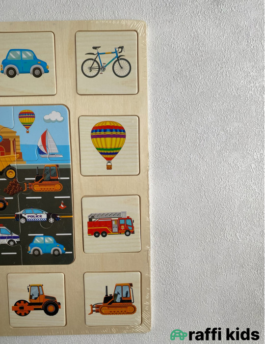 Taxta maşınlar puzzle - 0-24 ay körpələr üçün