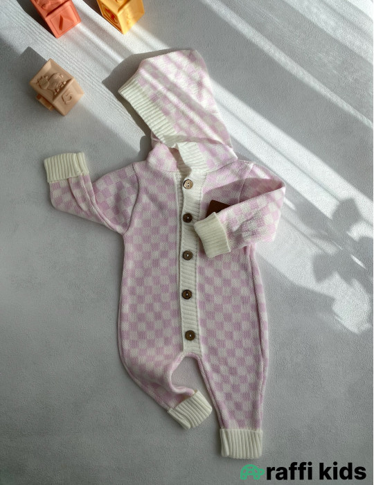 Çəhrayı lotos yun tulum -Türkiyə istehsalı pambıq uşaq geyimi|Raffi Kids