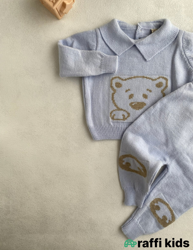 Balaca ayı dostum yun 2-li dəst -Türkiyə istehsalı pambıq uşaq geyimi|Raffi Kids