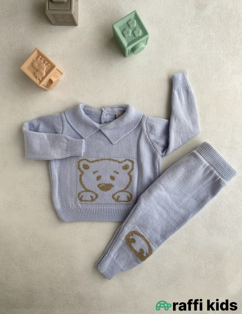 Balaca ayı dostum yun 2-li dəst -Türkiyə istehsalı pambıq uşaq geyimi|Raffi Kids