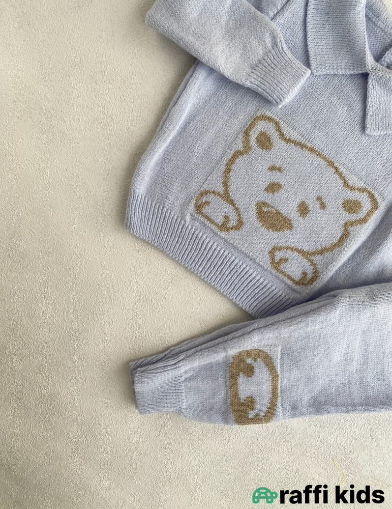 Balaca ayı dostum yun 2-li dəst -Türkiyə istehsalı pambıq uşaq geyimi|Raffi Kids
