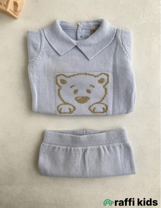 Balaca ayı dostum yun 2-li dəst -Türkiyə istehsalı pambıq uşaq geyimi|Raffi Kids