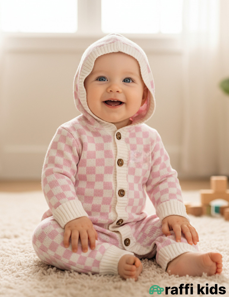 Çəhrayı lotos yun tulum -Türkiyə istehsalı pambıq uşaq geyimi|Raffi Kids