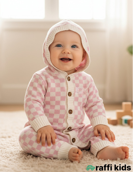 Çəhrayı lotos yun tulum -Türkiyə istehsalı pambıq uşaq geyimi|Raffi Kids