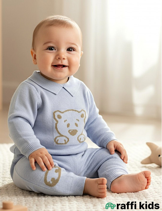 Balaca ayı dostum yun 2-li dəst -Türkiyə istehsalı pambıq uşaq geyimi|Raffi Kids