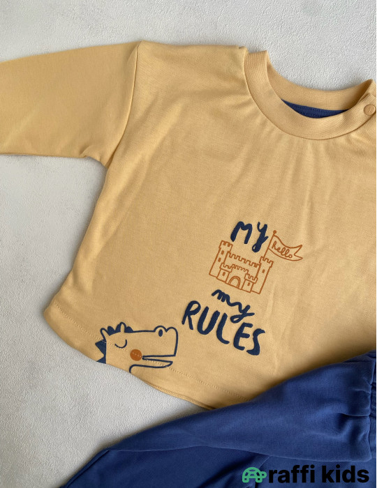 My rules oversize 2-li dəst -Türkiyə istehsalı pambıq uşaq geyimi|Raffi Kids