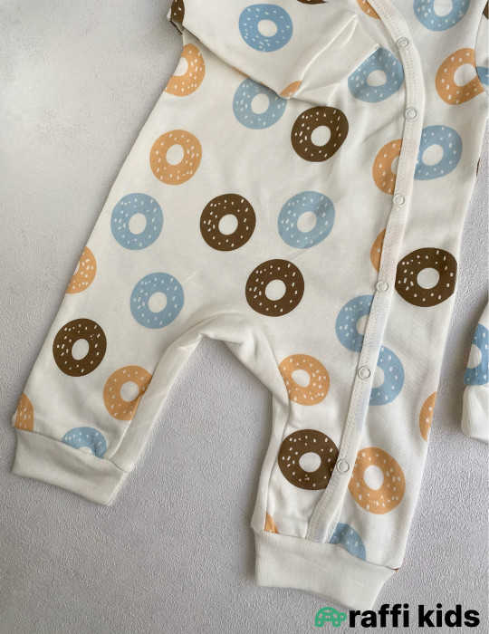 Mənim donutlarım papaqlı tulum -Türkiyə istehsalı pambıq uşaq geyimi|Raffi Kids