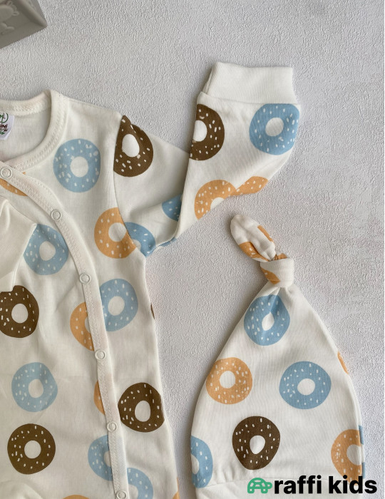 Mənim donutlarım papaqlı tulum -Türkiyə istehsalı pambıq uşaq geyimi|Raffi Kids