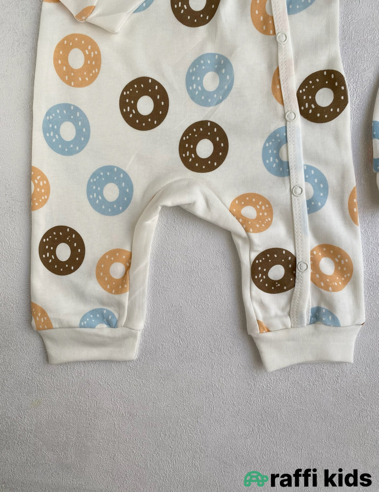 Mənim donutlarım papaqlı tulum -Türkiyə istehsalı pambıq uşaq geyimi|Raffi Kids