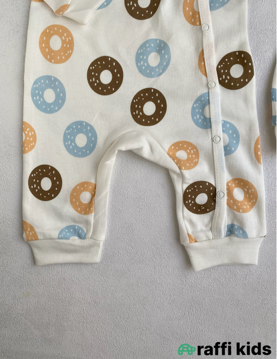 Mənim donutlarım papaqlı tulum -Türkiyə istehsalı pambıq uşaq geyimi|Raffi Kids