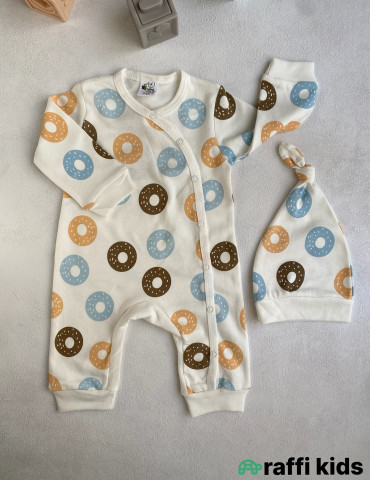 Mənim donutlarım papaqlı tulum -Türkiyə istehsalı pambıq uşaq geyimi|Raffi Kids 2
