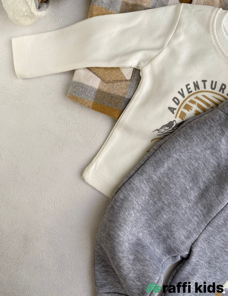 Alp dağları 3-lü dəst -Türkiyə istehsalı pambıq uşaq geyimi|Raffi Kids