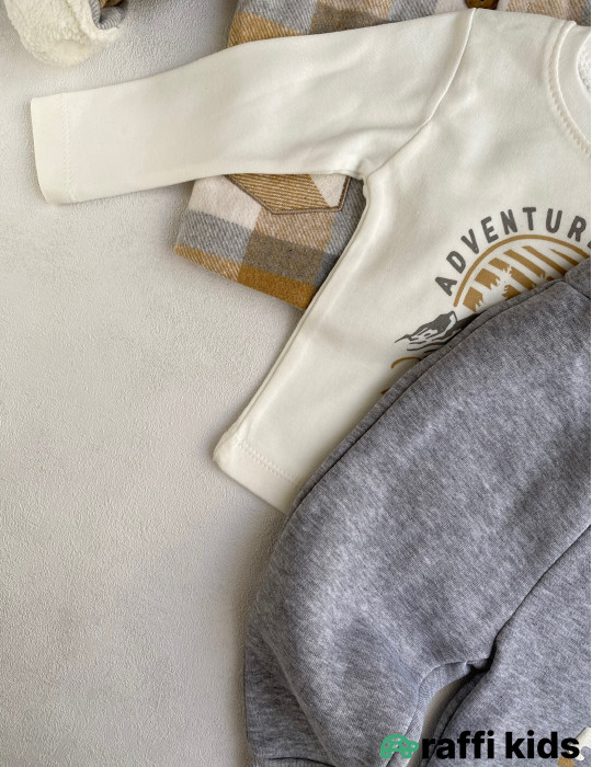 Alp dağları 3-lü dəst -Türkiyə istehsalı pambıq uşaq geyimi|Raffi Kids