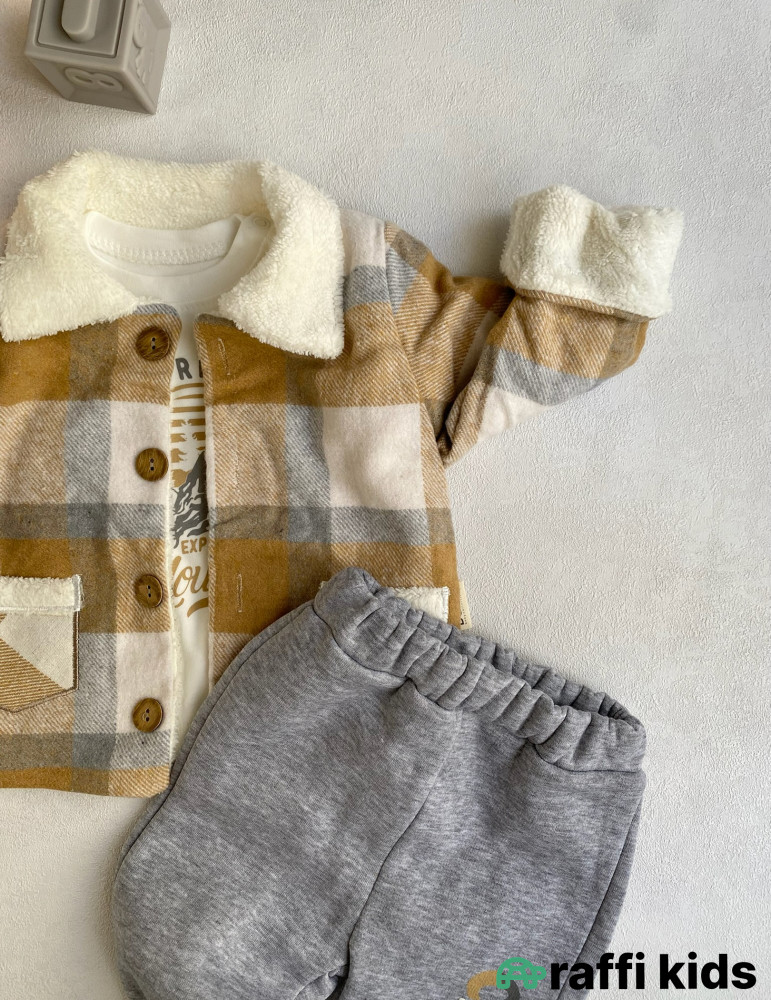 Alp dağları 3-lü dəst -Türkiyə istehsalı pambıq uşaq geyimi|Raffi Kids