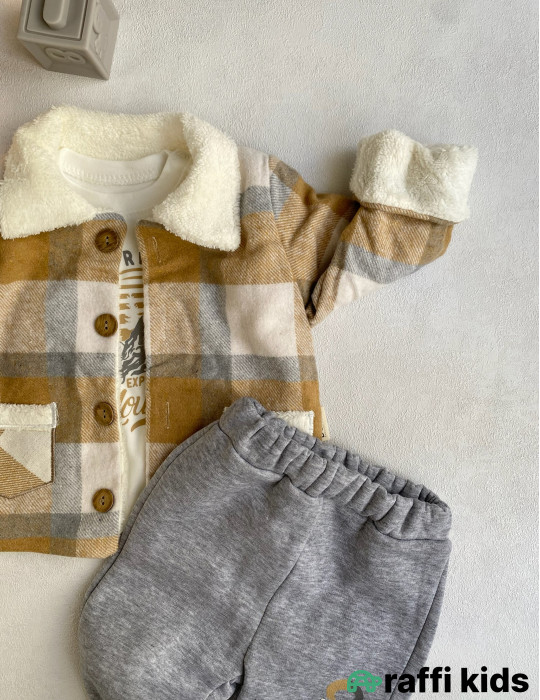 Alp dağları 3-lü dəst -Türkiyə istehsalı pambıq uşaq geyimi|Raffi Kids