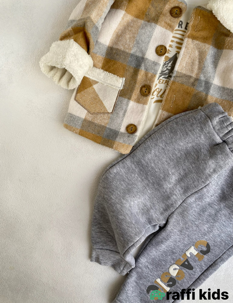 Alp dağları 3-lü dəst -Türkiyə istehsalı pambıq uşaq geyimi|Raffi Kids