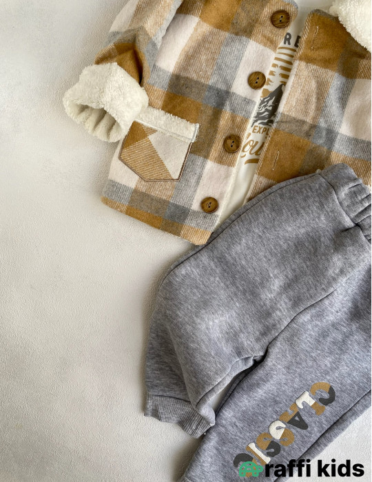 Alp dağları 3-lü dəst -Türkiyə istehsalı pambıq uşaq geyimi|Raffi Kids