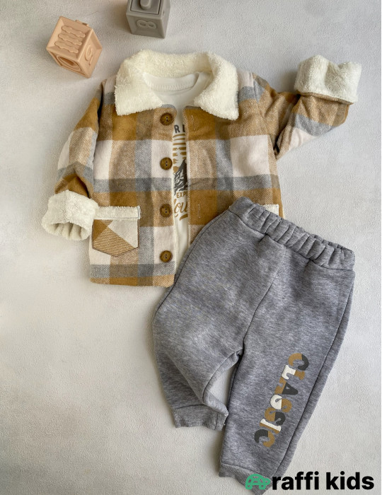 Alp dağları 3-lü dəst -Türkiyə istehsalı pambıq uşaq geyimi|Raffi Kids