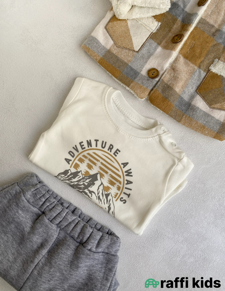 Alp dağları 3-lü dəst -Türkiyə istehsalı pambıq uşaq geyimi|Raffi Kids