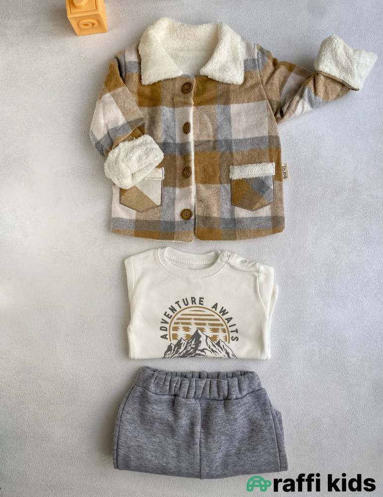 Alp dağları 3-lü dəst -Türkiyə istehsalı pambıq uşaq geyimi|Raffi Kids