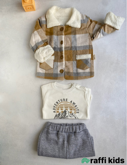 Alp dağları 3-lü dəst -Türkiyə istehsalı pambıq uşaq geyimi|Raffi Kids
