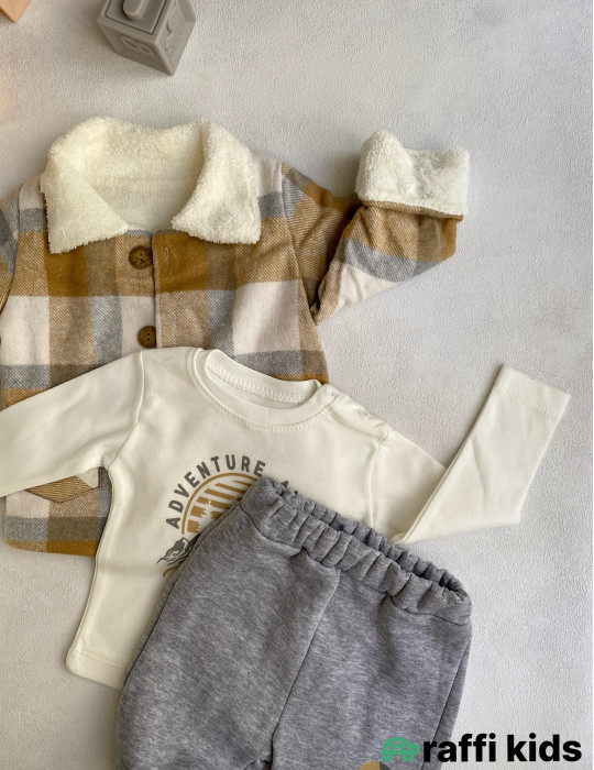 Alp dağları 3-lü dəst -Türkiyə istehsalı pambıq uşaq geyimi|Raffi Kids