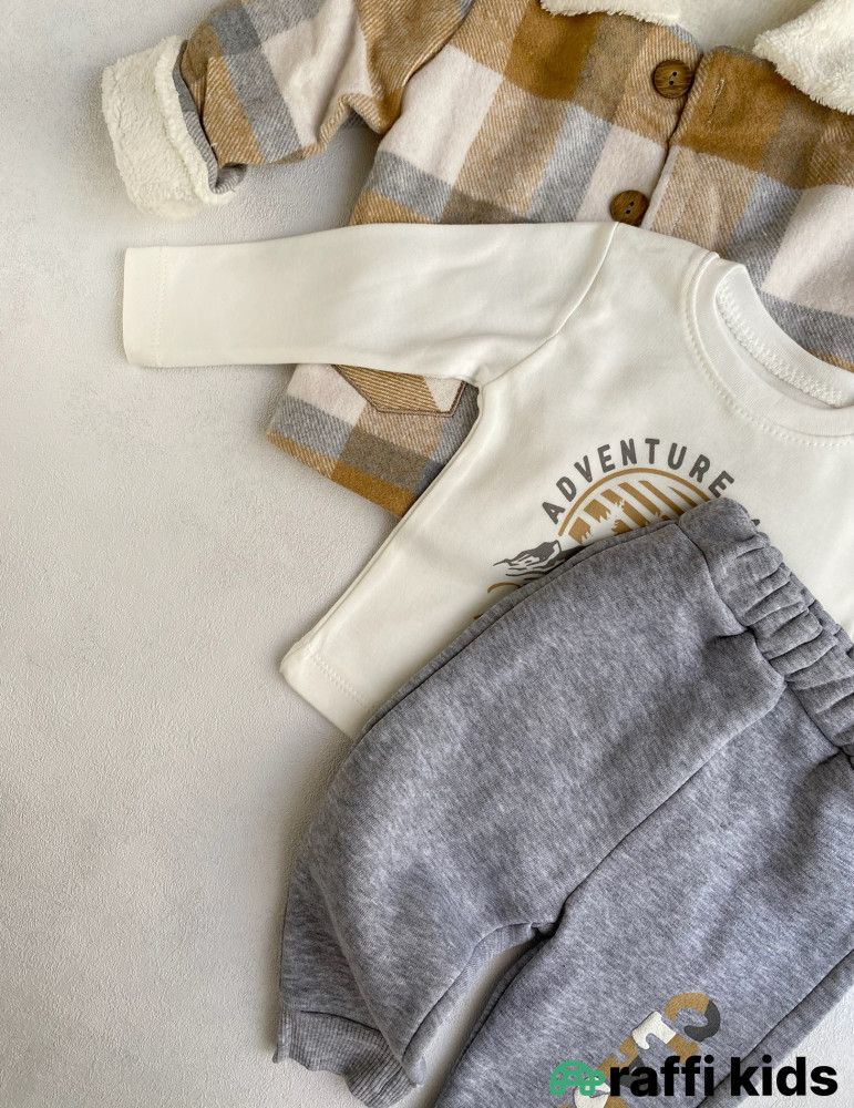 Alp dağları 3-lü dəst -Türkiyə istehsalı pambıq uşaq geyimi|Raffi Kids