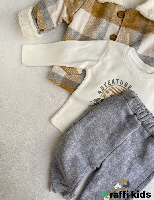 Alp dağları 3-lü dəst -Türkiyə istehsalı pambıq uşaq geyimi|Raffi Kids