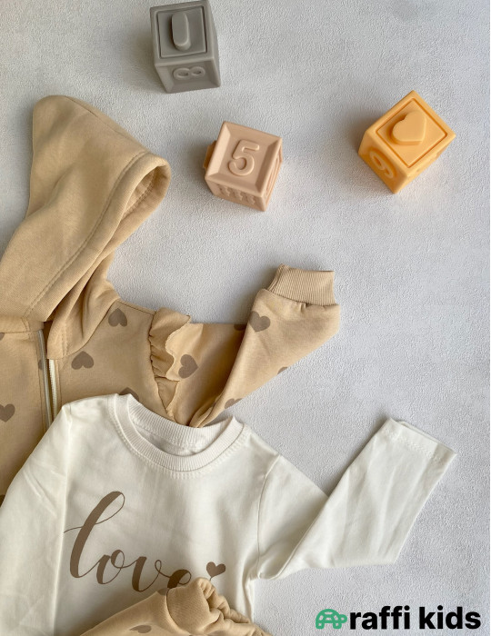 Love 3-lü dəst -Türkiyə istehsalı pambıq uşaq geyimi|Raffi Kids